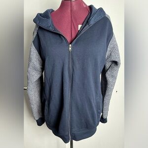 Navy and Gray Zip-Up Hoodie